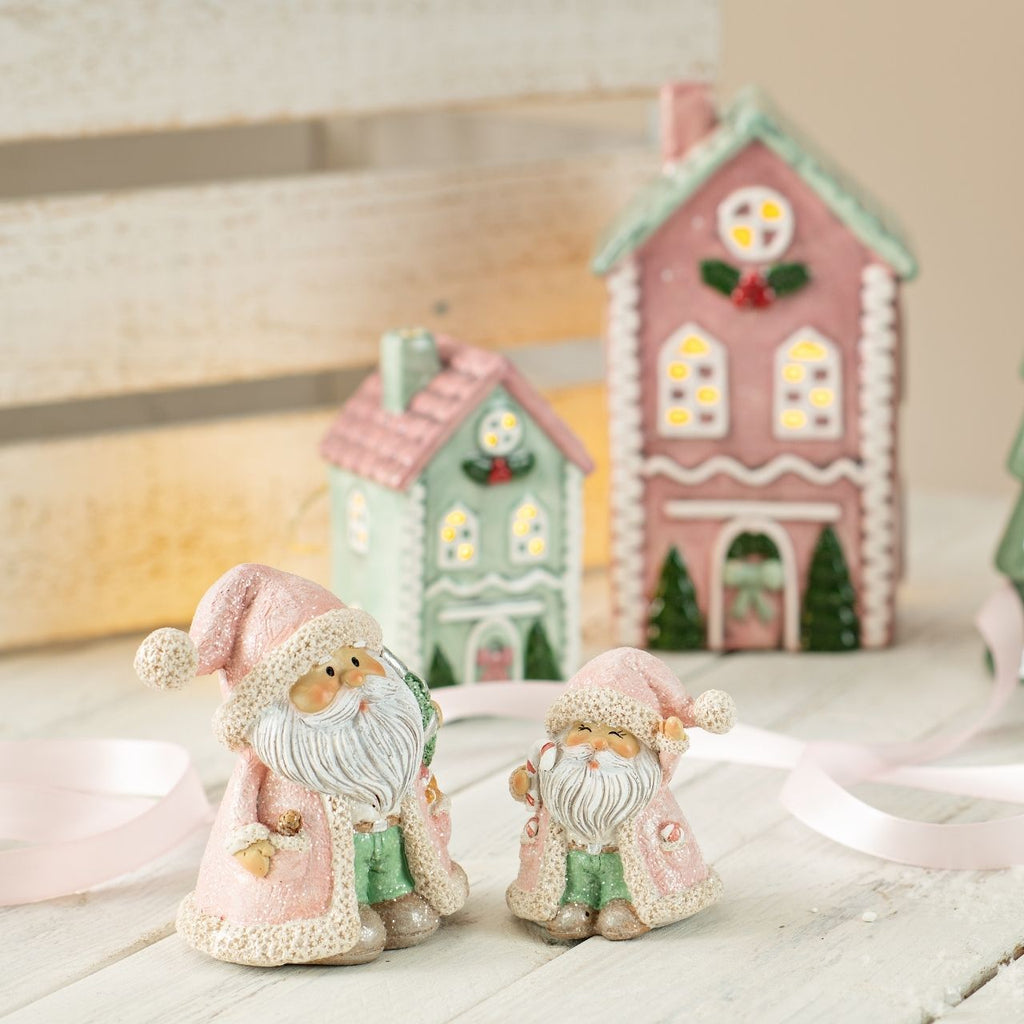 Windlicht Haus aus Keramik - rosa