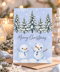 Merry Christmas - Postkarte mit Schneemännern