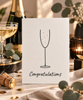 Congratulations - Handmade Postkarte mit Champagnerglas