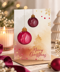 Merry Christmas - Postkarte mit Weihnachtskugeln