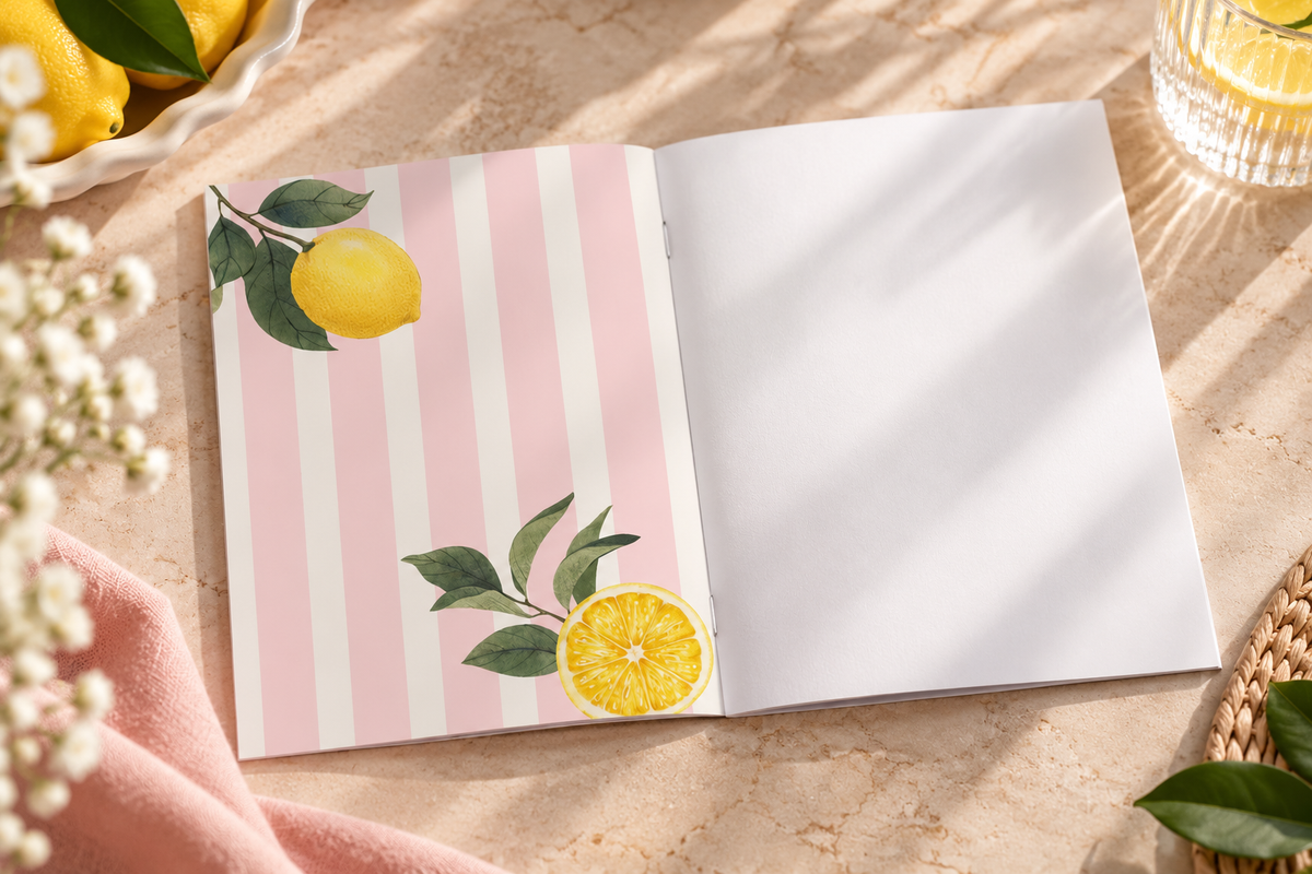 Lemon Love Pink - Notizheft mit Zitronendesign