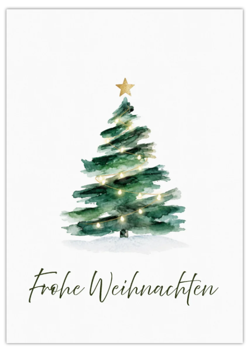 Frohe Weihnachten - Postkarte mit Tannenbaum