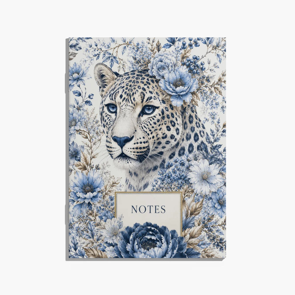 Blue Leopard - Notizheft mit floralem Leopardenmotiv