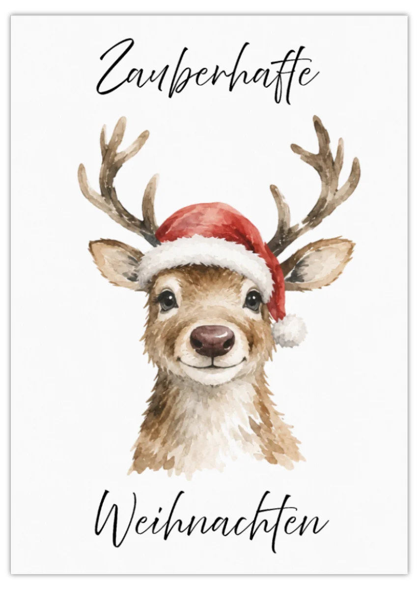 Zauberhafte Weihnachten - Postkarte mit Rentier